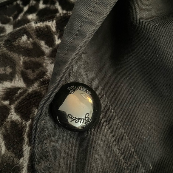 Guess Black Trench Coat with Leopard Lining - Picture 4 of 5